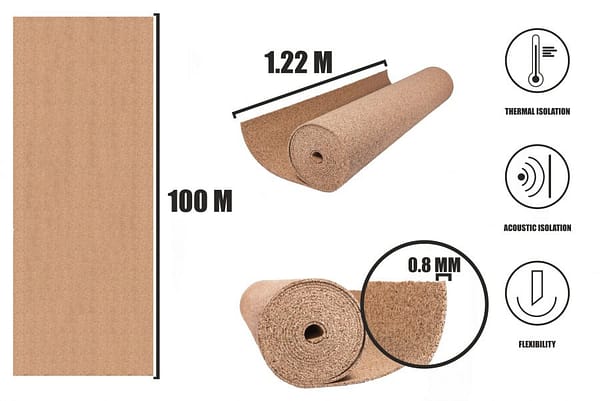 Cork roll 0.8mm (100x1.22m)