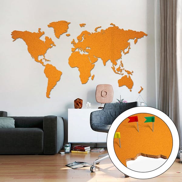 Mapa Sveta Oranžová 200x105cm